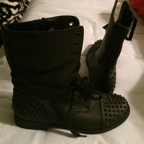 Black studded combat boots