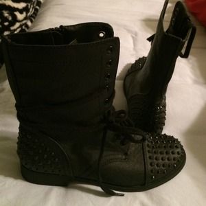 Black studded combat boots