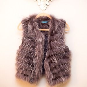 Alice + Olivia Raccoon and Rabbit Fur Vest