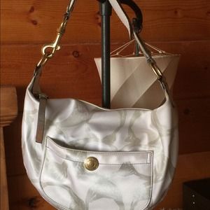 Silver and White Coach Purse-Authentic