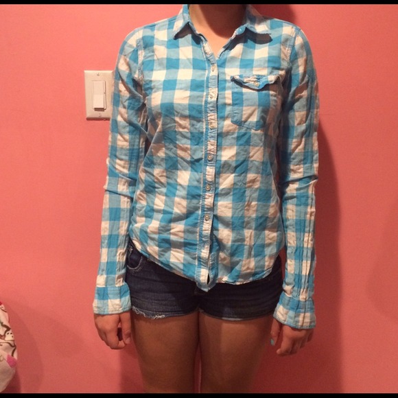 Hollister blue and white flannel.