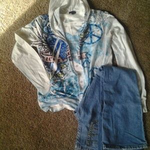 Zip up hoodie with designs