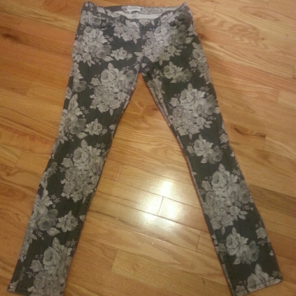 Grey and white floral jeans
