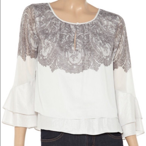 BCBG lace print blouse