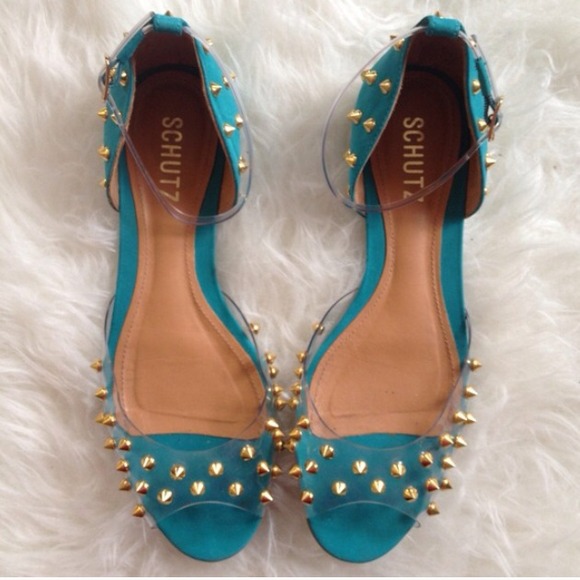 SCHUTZ Shoes - Schultz Turquoise Studded Flat