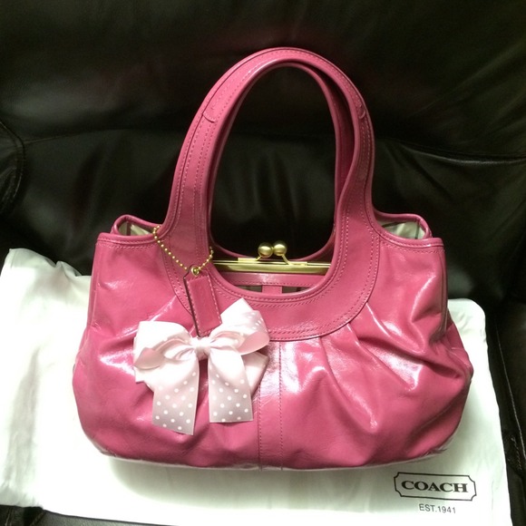 NWOT COACH ERGO PATENT PLEATED FRAME SATCHEL BAG - Picture 1 of 4