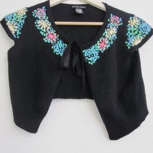 Beautiful embroidered and beaded cropped cardigan