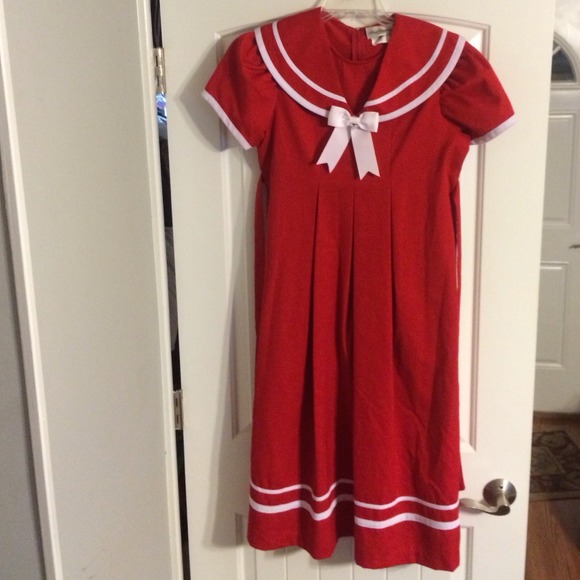 Girls red sailor dress.