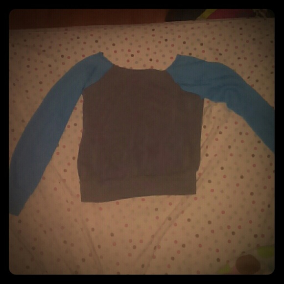 Grey and Blue Color Block Sweater