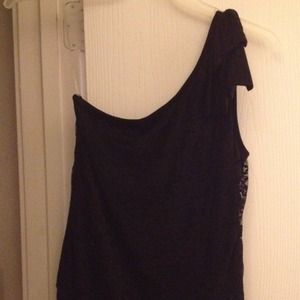 Black lacy off the shoulder blouse