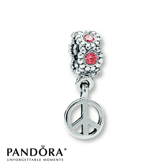 Authentic Pandora Peace Sign Dangle CZS Charm - Picture 3 of 3