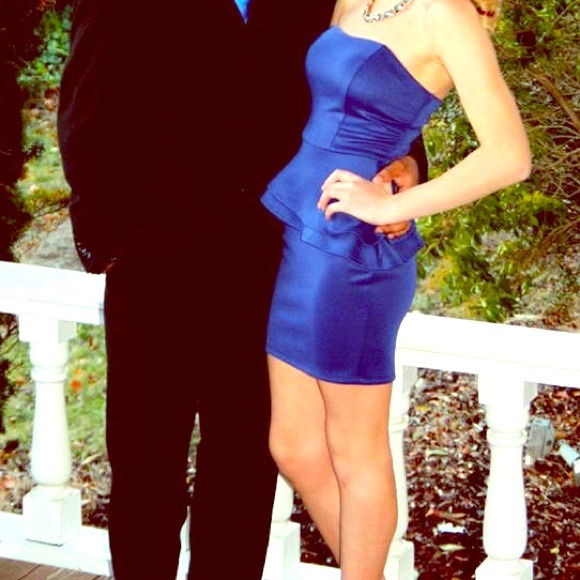 Royal blue peplum bodycon dress