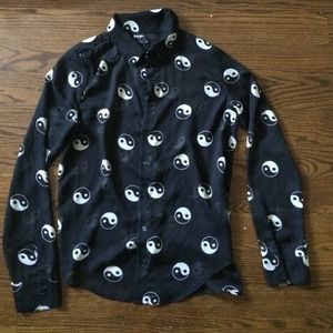SOLD NASTY GAL Yinyang Semi Sheer Blouse - Small
