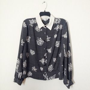 Polka Dot + Floral Button Up