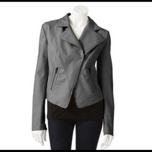 Jennifer Lopez Grey Faux Leather Motorcycle Jacket