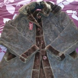 XL WARM BROWN BURNOUT COAT