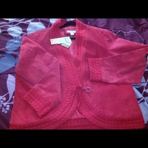 COLDWATER CREEK 100%SUEDE AND CABLE KNIT