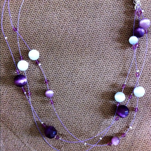 Awesome purple pearl multi strand necklace/new!