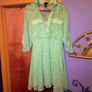 Green and white polka dot Rue 21 dress