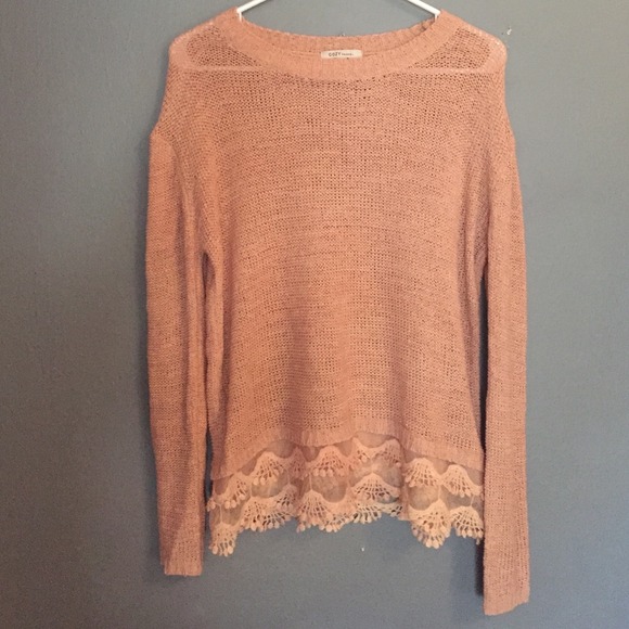 Light Pink Lace Trim Sweater