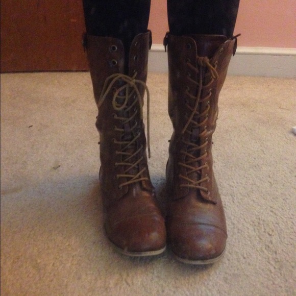Brown combat boots