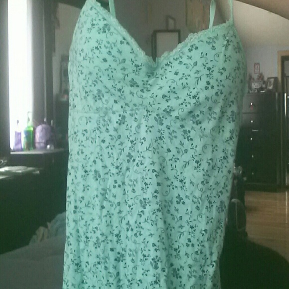 Floral green and blue tank top