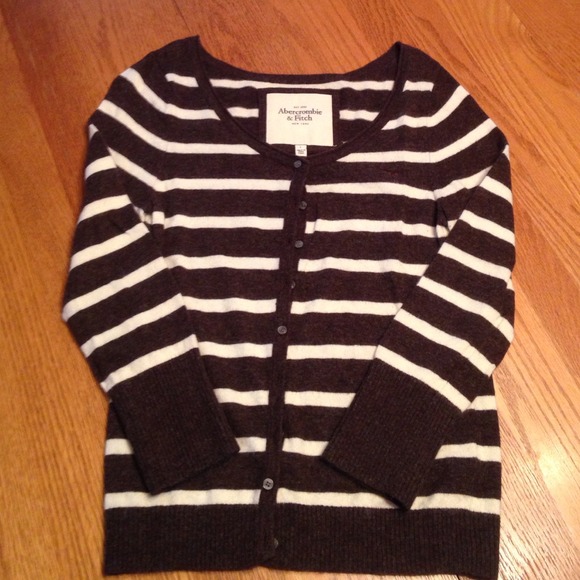 Dark Brown/White Striped Cardigan 15% Rabbit Fur