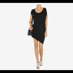 HELMUT Black Kinetic Asymmetrical Dress.