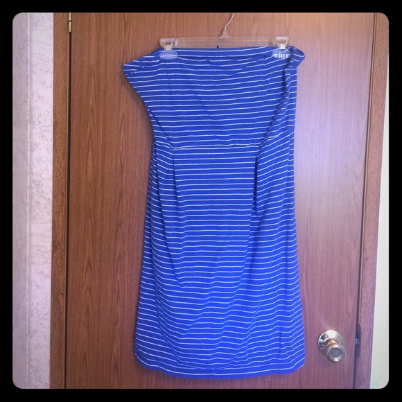 **Blue Strapless Dress**