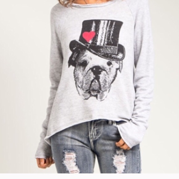 💛 TopHat Dog Gray Sweatshirt NEW