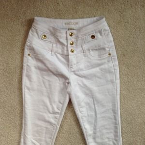 refuge High Waisted White Jeans