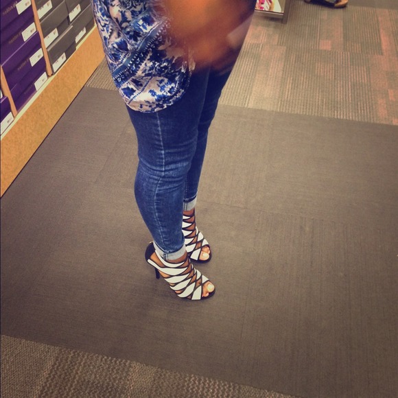 Black and white heels