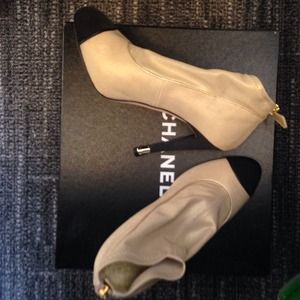 Authentic chanel black and gold booties.