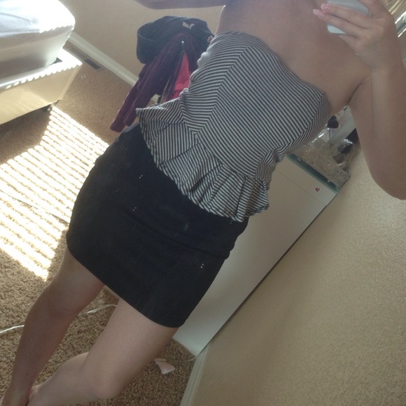 Strapless pinstripe dress