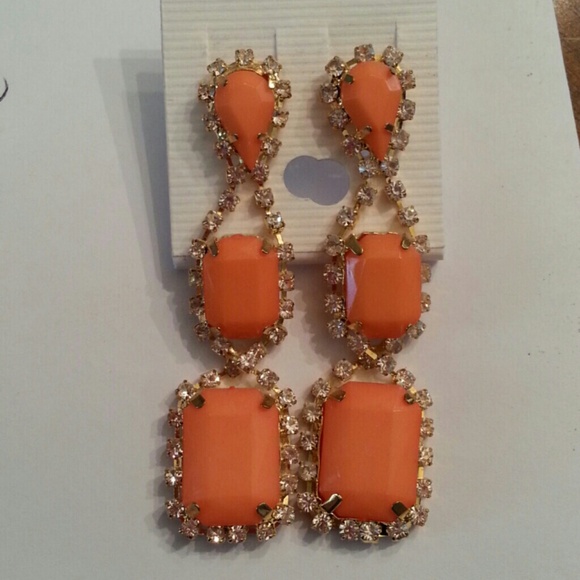 Gold/ Orange Dangle Earrings