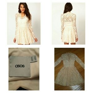 ASOS Lace Skater Dress w/ Long Fitted Sleeves