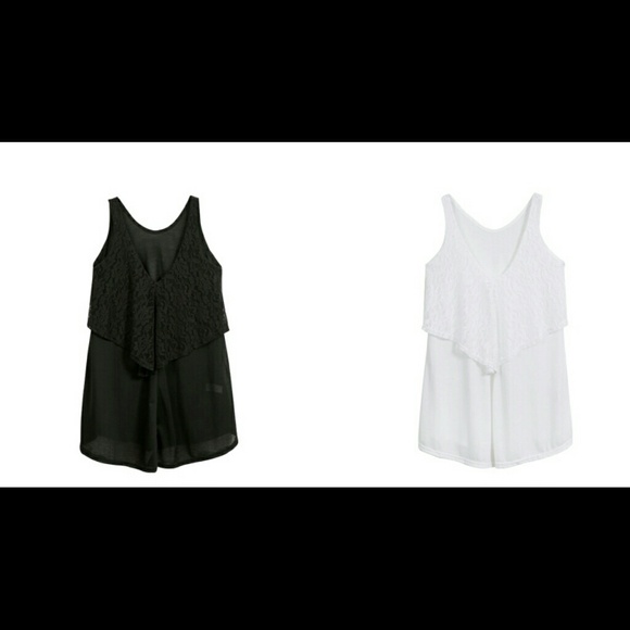 Lace v collar tank top - Picture 3 of 3