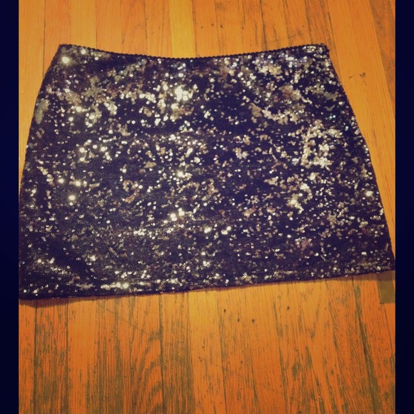 Black Sequin Sparkle Short Skirt
