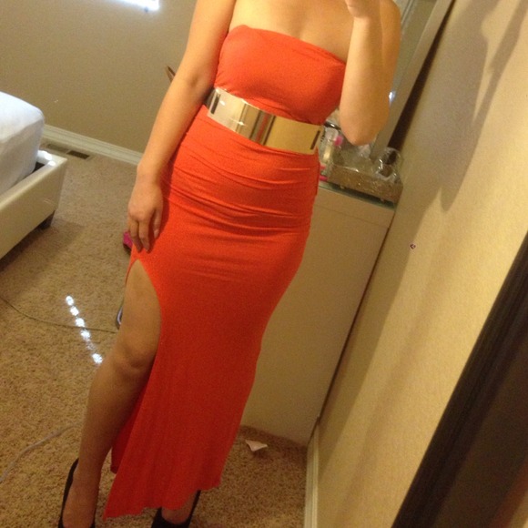 Strapless slit dress