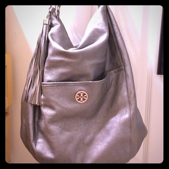 Sold! Tory Burch Metallic Leather Oversized Hobo