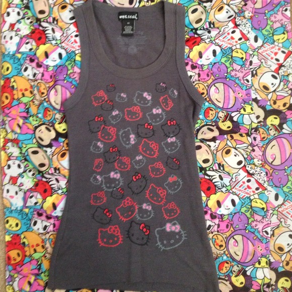 Dark grey Hello Kitty tank top