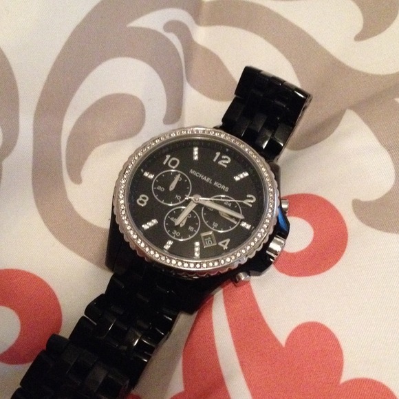 AUTHENTIC Michael Kors black and silver watch
