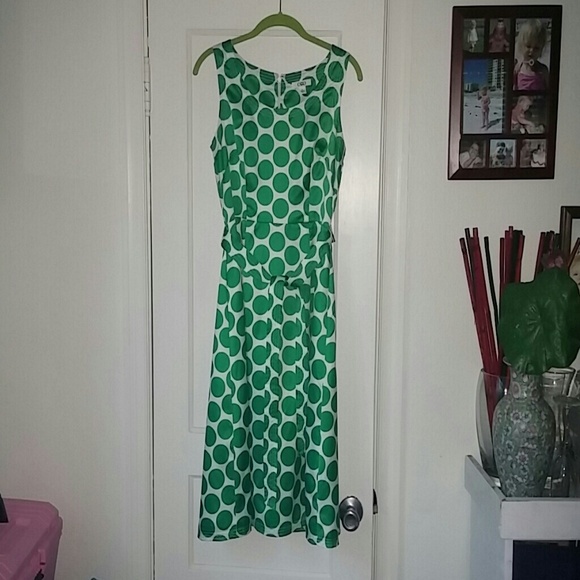 Lovely green on white polka dotted dress