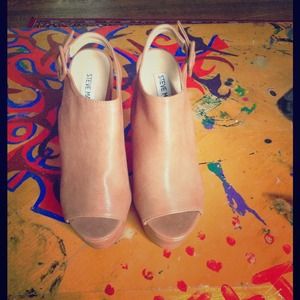 Chunky Heel Peep Toe Platforms