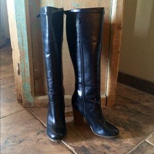 REPORT Saco Black Leather Knee High Boot