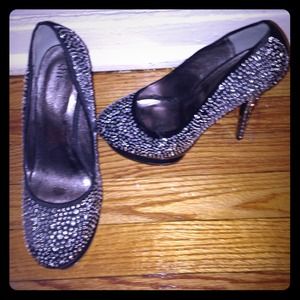 Black blinged out heels