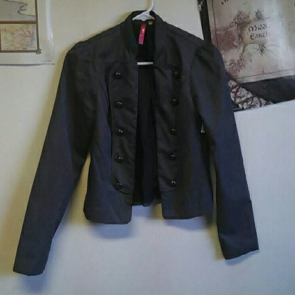 Military style gray jacket blazer