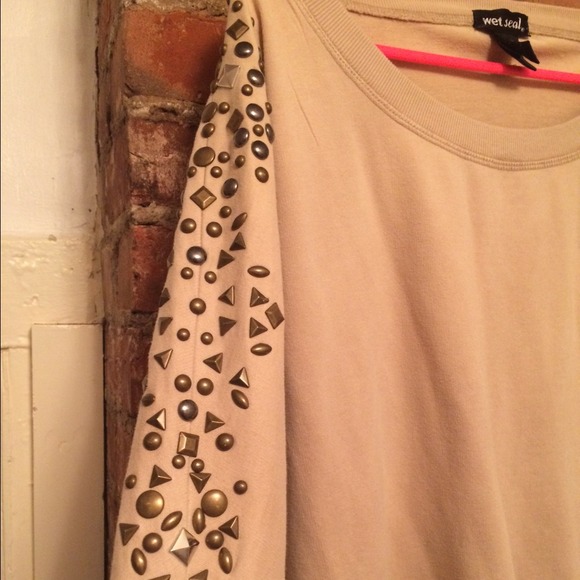 Off the Shoulder Studded Sweater