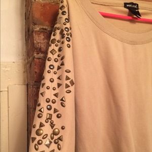 Off the Shoulder Studded Sweater