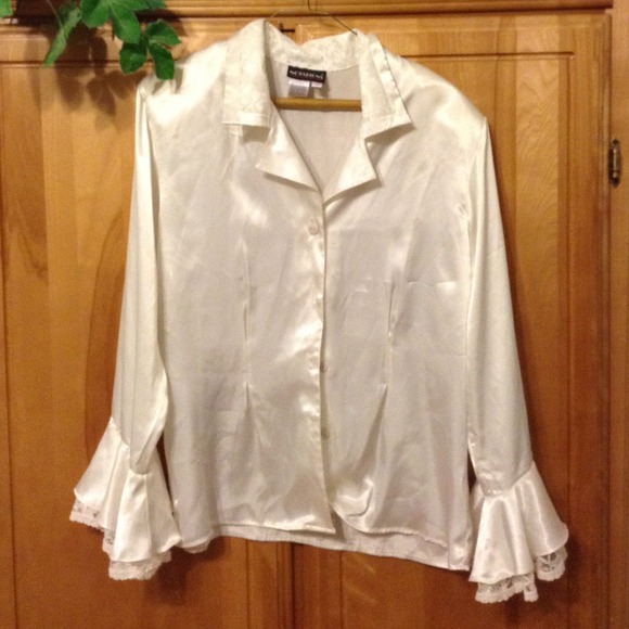 Silky Cream Blouse with Lace